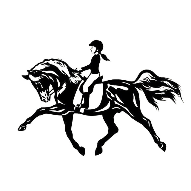 18cm * 12.5cm montando um cavalo pulando esporte menina